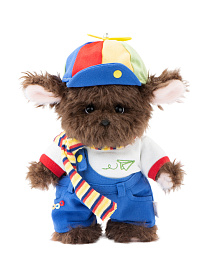 Lina Щенок Фил в одежде S (±20 см) кучерявый коричневый цвет  