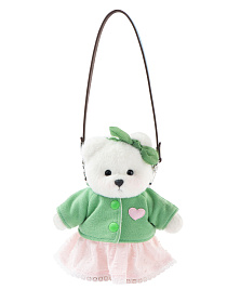 Lina Медведь Счастье белый с зеленым топиком и розовой юбочкой-брелком XS (±15 см)  