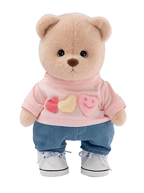 Комплект "Розовый с сердцем" (розовая кофточка+синие штаны)  М