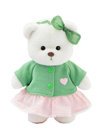 Lina Медведь Счастье белый с зеленым топиком и розовой юбочкой S (±20 см)  